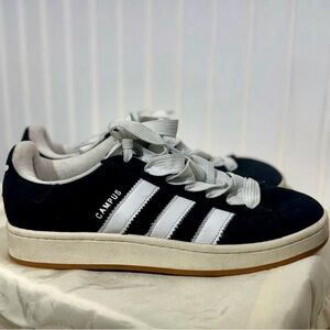 Adidas Campus Suede Sneakers Men's 9 Black White Gum Sole Shoes Retro Skater Y2K